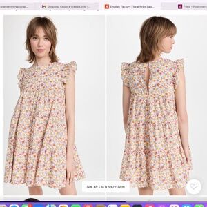 English Factory Floral Print Babydoll Dress, Size: M